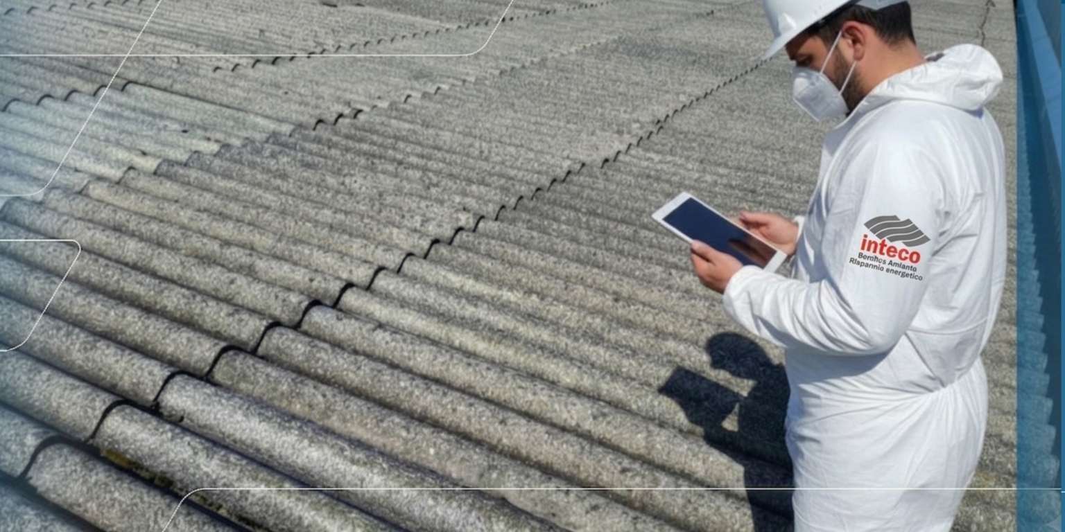 Sopralluogo Inteco su copertura industriale in cemento-amianto